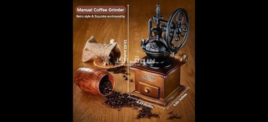 مطحنة البن اليدوية مع الموكابوت وسخان القهوة والشاي علي الفحم - 3